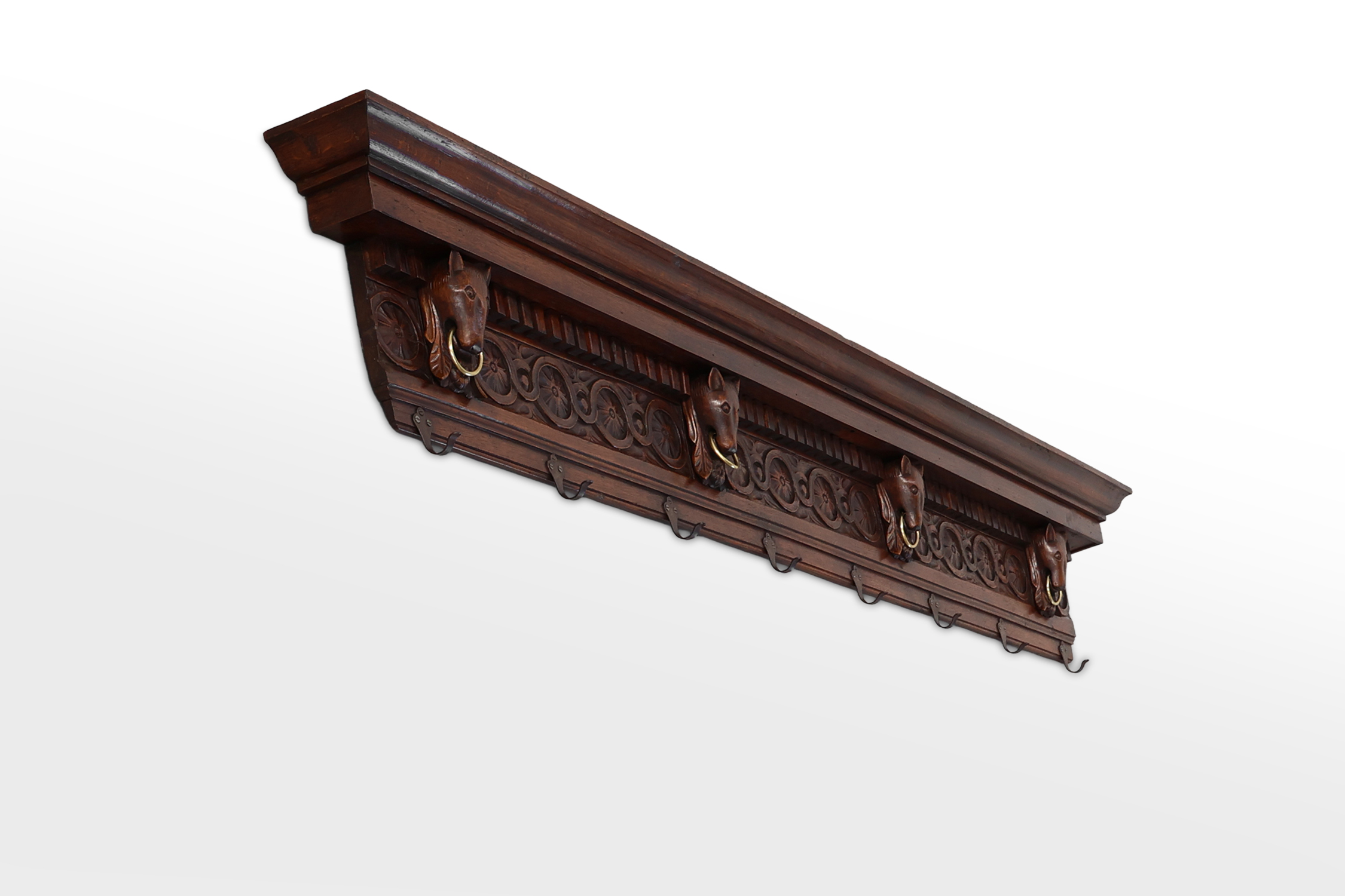 Large 18th Century Gothic solid oak hand carved coat rack, France thumbnail